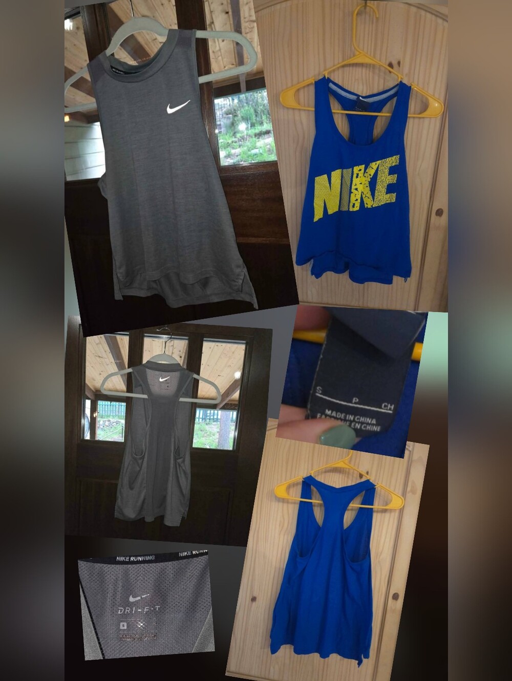 2 Pack Nike Women's Running Tank Top Bundle Gray Blue Size Small Racerback